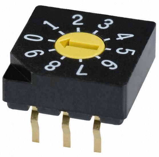 NIDEC Copal Electronics-SD-2010 Conmutador DIP Switch DIP N.O./N.C. SP10T 10 Flush Screwdriver 0.1A 5VDC PC Pins 2.54mm Thru-Hole Bag