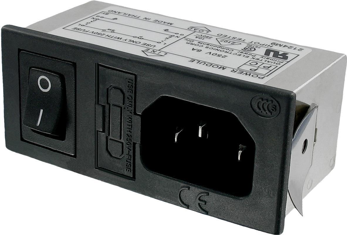 Qualtek Electronics-762-18/003 Power Entry Modules Power Entry Module Unfiltered M 3 POS 250VAC 6A Fuse/Switch ST 1 Port