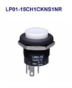 NKK Switches-LP01-15CH1CKNS1NR Botón pulsador Switch Push Button ON (ON) SPDT Round Button 3A 250VAC 30VDC Momentary Panel Mount Quick Connect/Solder