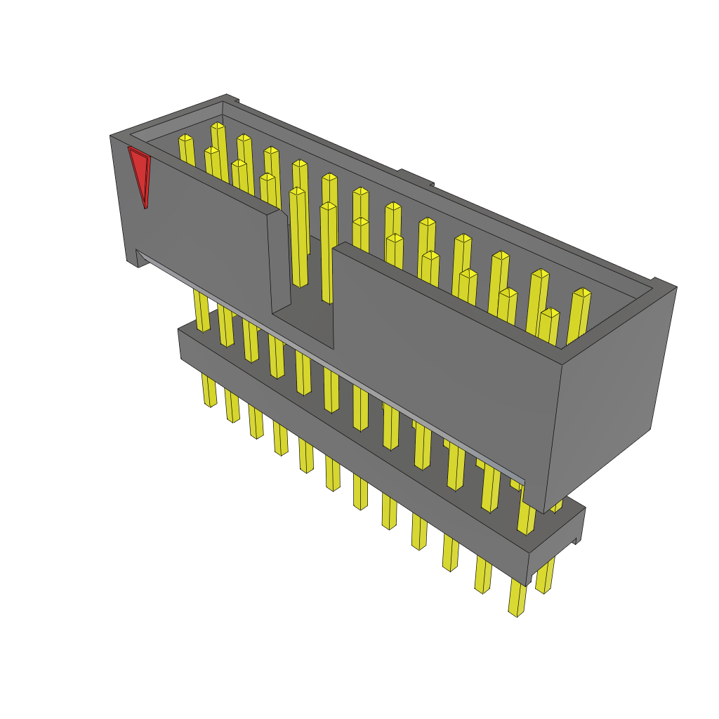 Samtec-ZSS-112-03-G-D-665 Connector Headers and PCB Receptacles Conn Elevated Shrouded Header HDR 24 POS 2.54mm Solder ST Top Entry Thru-Hole Layer