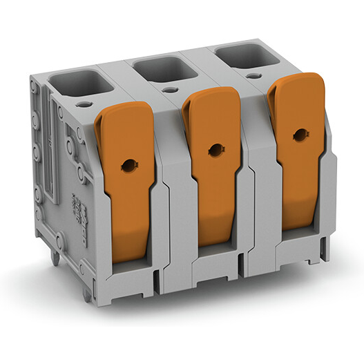 WAGO-2616-3358 连接器接线板 PCB terminal block, lever, 16 mm2, Pin spacing 15 mm, 8-pole, Push-in CAGE CLAMP, 16,00 mm2, gray