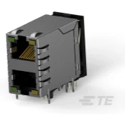TE Connectivity-6368011-5 Connettore telefono e telecomunicazione Conn RJ-45 F 16 POS 1.27mm/2.54mm Solder RA Thru-Hole 24 Terminal 2 Port Cat 5 Tray