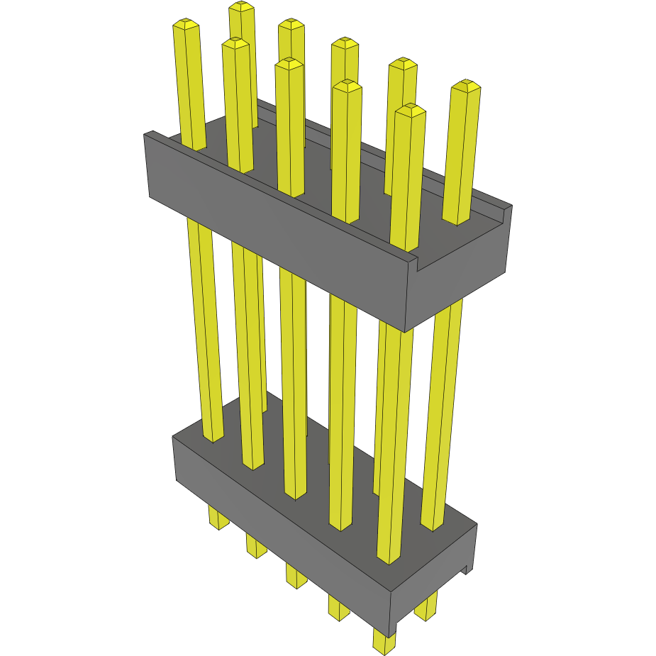 Samtec-DW-05-11-G-D-655 Cabezales del conector y receptáculos PCB Conn Board Stacker HDR 10 POS 2.54mm Solder ST Top Entry Thru-Hole Bulk