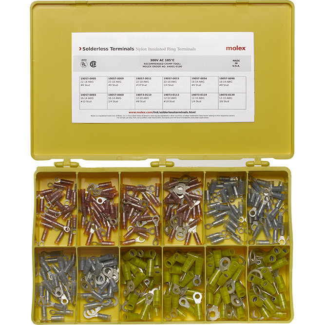 Molex-KIT-MX10 Komponentensätze Solderless Terminals Kit, Nylon Insulated Ring Terminals