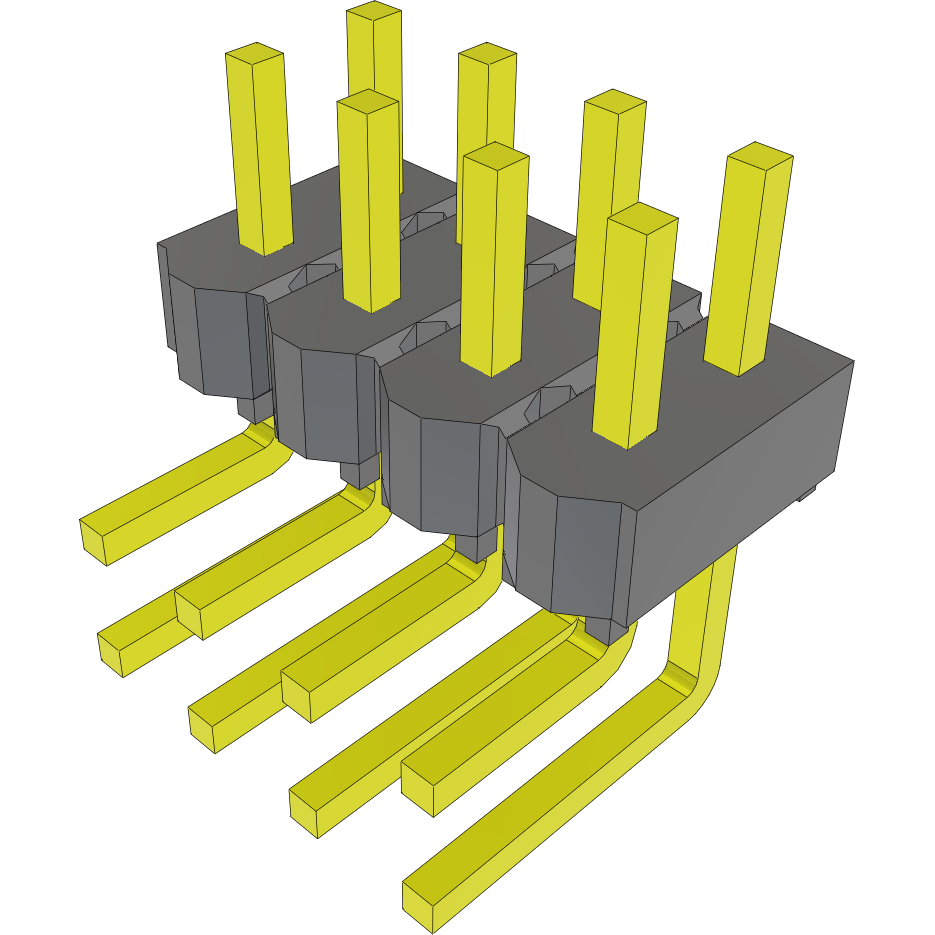 Samtec-MTSW-104-07-S-D-130-RA Connector Headers and PCB Receptacles Conn Unshrouded Header HDR 8 POS 2.54mm Solder RA Side Entry Thru-Hole Bulk