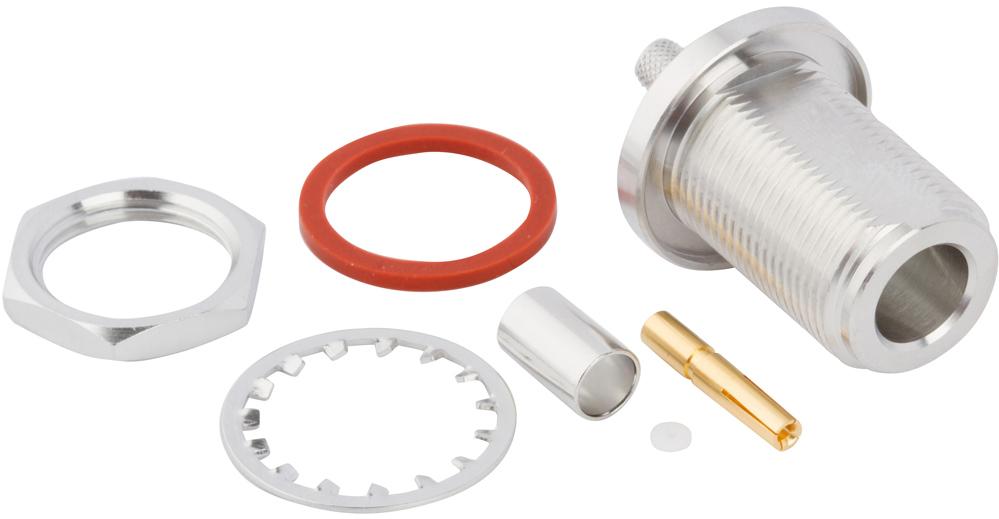 Amphenol RF-172384 Conector RF 172384 Amphenol RF Connectors Type N 0Hz to 6GHz 50Ohm Crimp ST Panel Mount F Gold Bag - Arrow.com