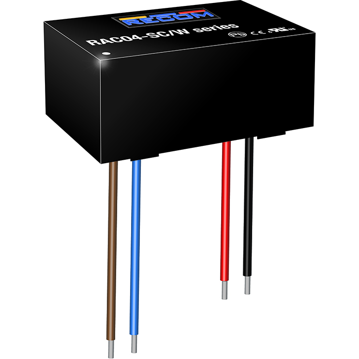 RECOM Power-RAC04-05SC/W 交流至直流电源供应器 AC/DC Power Supply Single-OUT 5V 0.8A 4W 4-Pin Box