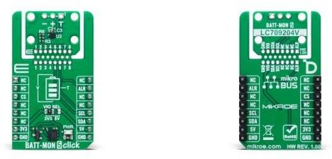 MikroElektronika-MIKROE-6448 Energiemanagement, Entwicklungsplatinen und -kits LC709204V Battery Management Click Board