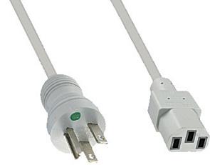 Qualtek Electronics-233009-06 Cable Assembly AC Power Cable Assembly 3.048m NEMA 5-15P to IEC 60320/C13 3 to 3 POS F-M 18AWG