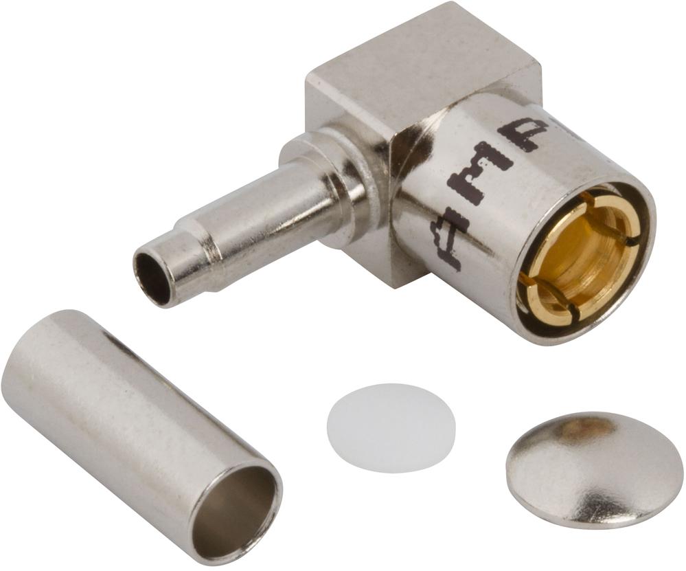 Amphenol RF-903-429P-51A RF-Steckverbinder Conn SMB 0Hz to 4GHz 50Ohm Crimp RA Cable Mount PL Gold