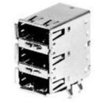 ADAM TECH-USB-A-T-RA コネクタ端子台 USB 2.0, Type A, 3 Port Stacked, Right Angle, Through Hole