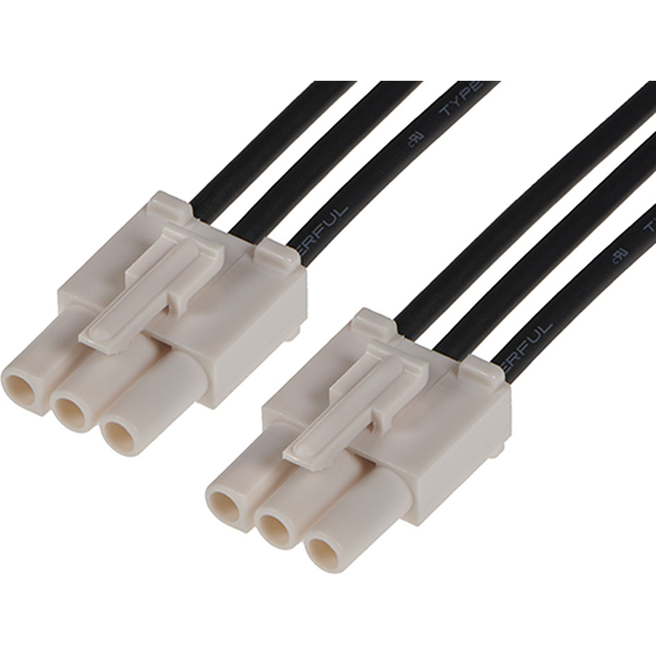 Molex-2162901033 Cable Assembly AC Power Cable Assembly 0.6m Wire to Board to Wire to Board 3 to 3 POS F-F Crimp-Crimp 14AWG