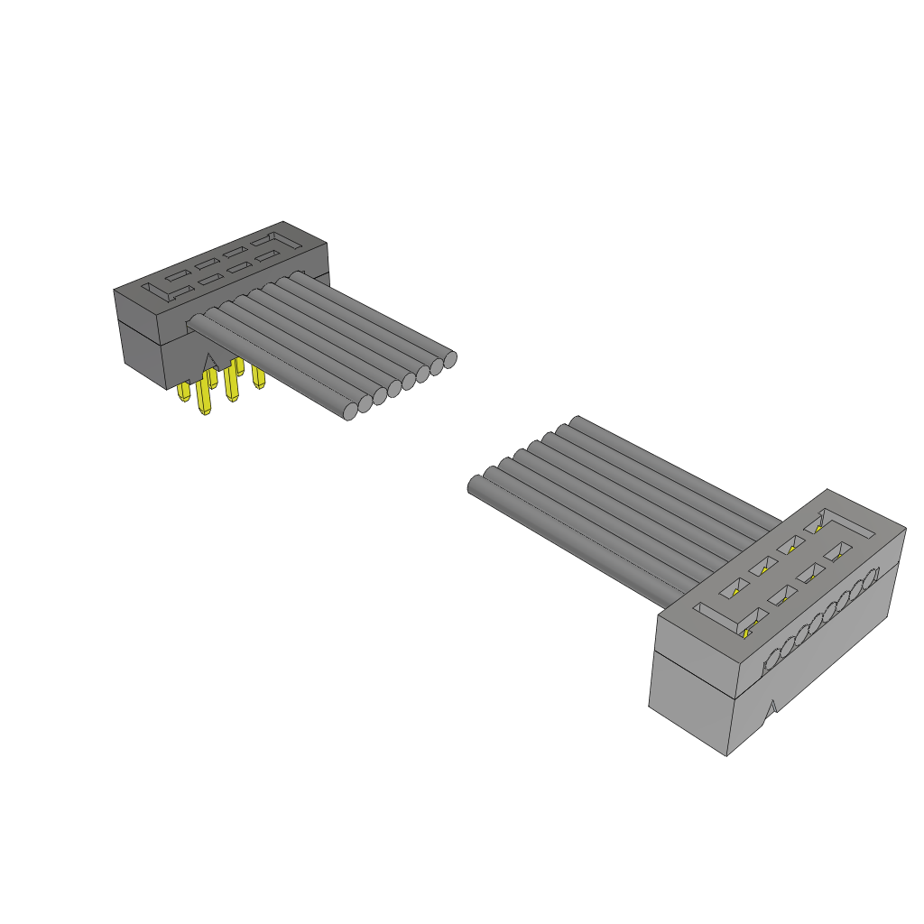 Samtec-TCMD-04-T-02.00-01-RF Flachband Kabelbaugruppen Cable Assembly 0.05m 28AWG 1mm 8 to 8 POS IDC Connector to IDC Connector F-M TIGER EYE™ Clamshell