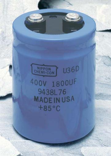 United Chemi Con-E36D451HPN152MCA5M Condensateurs en aluminium Cap Aluminum Lytic 1500uF 450V 20% (50.8 X 105mm) Screw 0.1658 Ohm 4.99A 2000h 85°C
