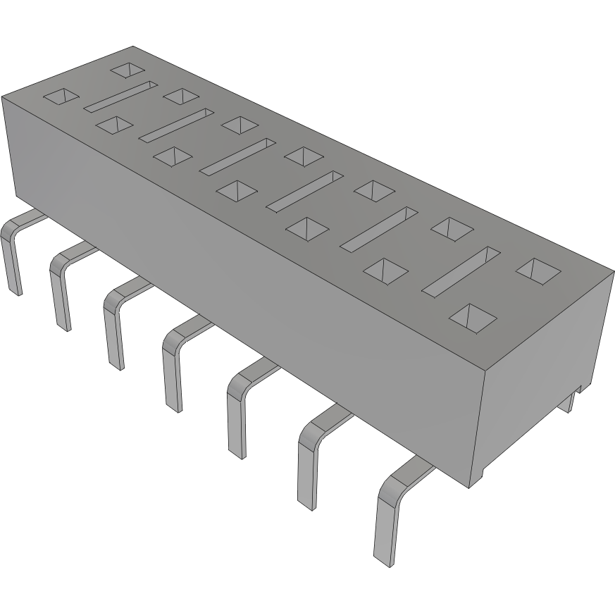 Samtec-HLE-107-02-L-DV-PE-BE-LC Connector Headers and PCB Receptacles Conn Socket Strip SKT 14 POS 2.54mm Solder ST Thru-Hole Tube