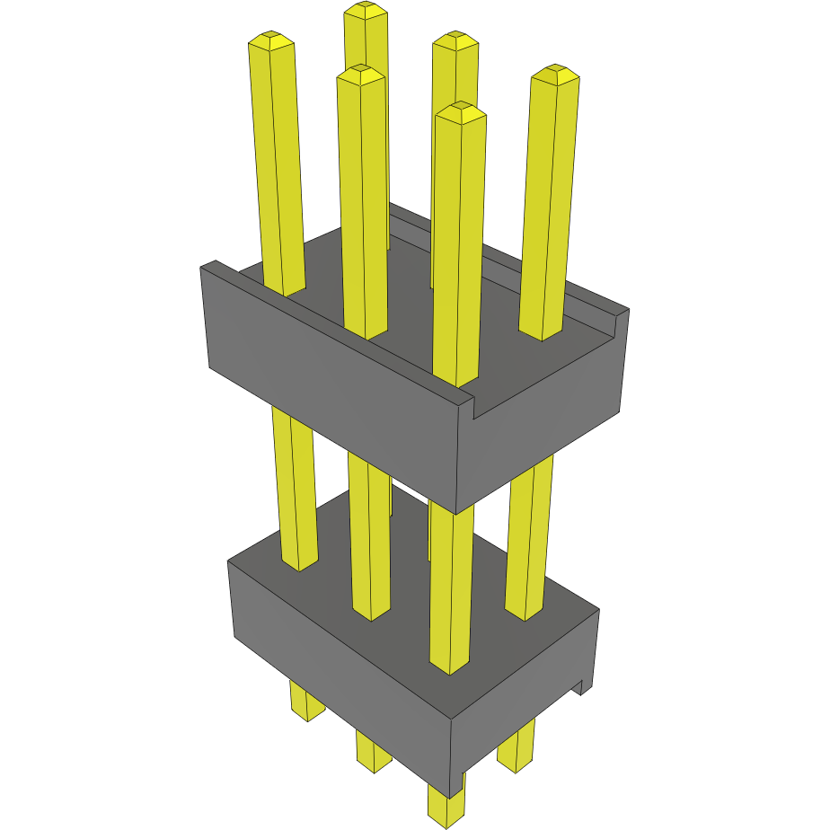 Samtec-DW-03-09-T-D-420 Cabezales del conector y receptáculos PCB Conn Board Stacker HDR 6 POS 2.54mm Solder ST Top Entry Thru-Hole Bulk