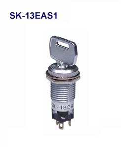 NKK Switches-SK-13EAS1 Switch KeyLock Switch Key Lock ON OFF ON SPDT 45° Flat Key 3A 125VAC Solder Lug 30000Cycles Panel Mount