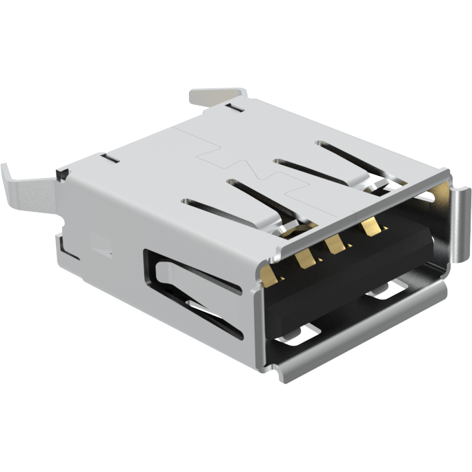 Amphenol-GSB111210KHR Connector USB USB 2.0 A Vertical Dip Black