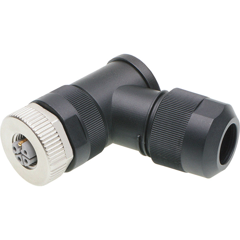 Molex-1205030011 Steckverbinder, rund Micro-Change (M12) Field Attachable Connector, 5 Poles, L-Coded, Angled, Female, Unshielded, Screw Termination, Cable Diameter 8.00-13.00mm