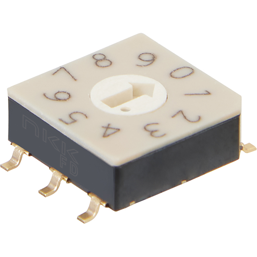 NKK Switches-FD02FR10P Switch DIP Switch DIP N.O./N.C. SP10T 10 Flush Screwdriver 20VAC 20VDC 0.4VA Gull Wing 10000Cycles 2.54mm SMD