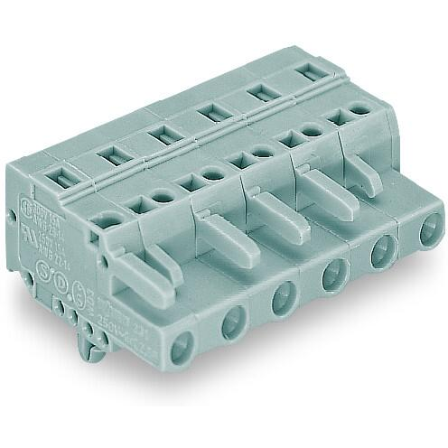 WAGO-231-202/008-000 Steckverbinder, Klemmenblöcke 1-Conductor Female Plug, Snap-in mounting feet, 2.5 mm2, Pin spacing 7.5 mm, 2-pole