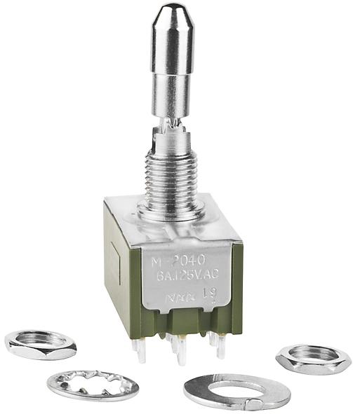 NKK Switches-M2044LL1W01 Interruttore a levetta Switch Toggle ON ON ON DP3T Locking Lever Solder Lug 6A 250VAC 30VDC Panel Mount with Threads