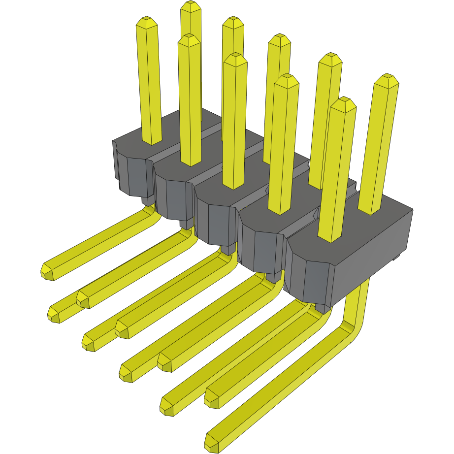 Samtec-TSW-105-22-S-D-RA Steckverbinderleisten und Leiterplattenbuchsen Conn Unshrouded Header HDR 10 POS 2.54mm Solder RA Side Entry Thru-Hole Bulk