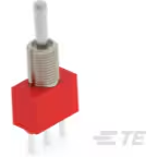 TE Connectivity-A105SYCQ04 Switch Toggle Switch Toggle (ON) OFF (ON) SPDT Long Bat Lever PC Pins 5A 250VAC 28VDC PC Mount with Threads Bulk
