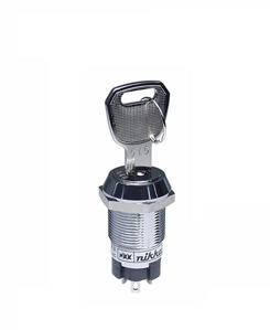 NKK Switches-CKL12BFW01 Switch KeyLock Switch Key Lock ON None ON SPDT 90° Flat Key 3A 250VAC Solder Lug 30000Cycles Panel Mount