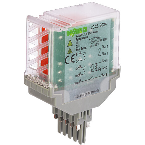 WAGO-2042-3024 Relè elettromeccanico Electromechanical Relay 24VDC 5A 4PST-NO(25.9x52x77.7)mm Relay Module