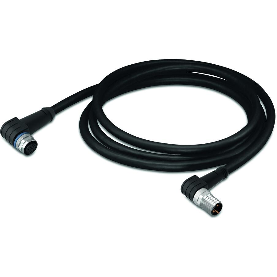 WAGO-756-5504/030-020 Montajes de cables, otros Sensor/Actuator Cable, fitted on both ends, 3-Pole, M12 Socket, Angled, M8 Plug, Angled, 2 m