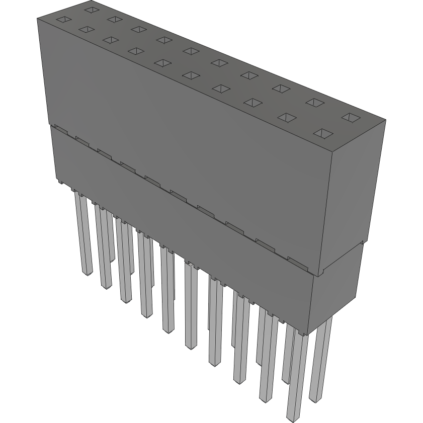 Samtec-ESQ-110-24-S-D-LL Cabezales del conector y receptáculos PCB Conn Elevated Socket SKT 20 POS 2.54mm Solder ST Top Entry Thru-Hole Tube