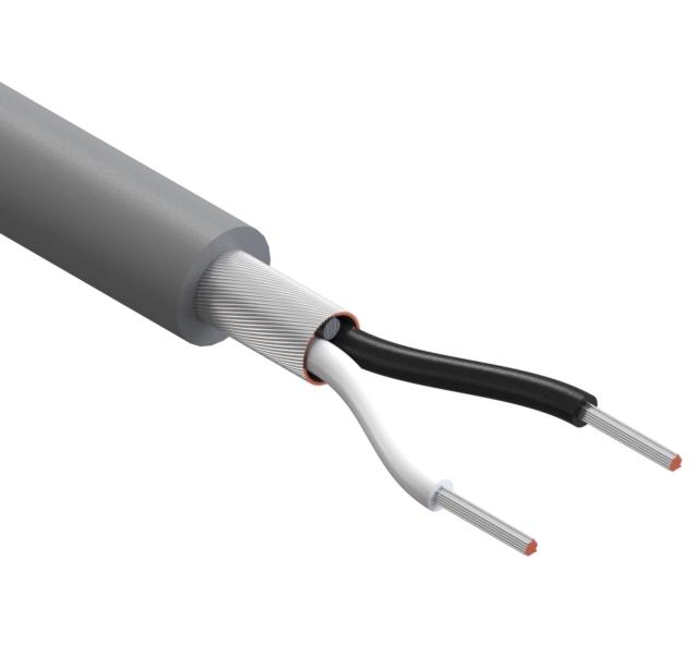 Tensility International-30-00652 Kabel, Mehrleiter Wire, 2C TS, 32 AWG, 150V, 70C, 2.4 mm, spiral shield, TPU, gray