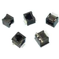 Amphenol Communications Solutions-87545-4111LF Connector Telephone and Telecom Modular Jack, Input Output Connectors, Cat 3 Single, Vertical, Surface Mount, 6 Positions, 1 Port