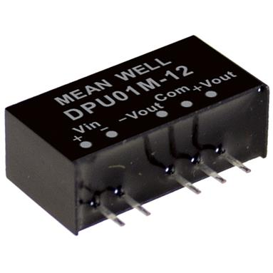 Mean Well Enterprises-DPU01L-15 Convertitore da DC a DC e modulo di regolazione della commutazione Module DC-DC 5VIN 2-OUT -15V/15V -0.033A/0.033A 1W 5-Pin SIP Module Tube