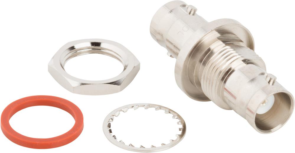 Amphenol RF-031-220H Connector RF Conn BNC Adapter 0Hz to 4GHz 50Ohm ST Panel Mount RCP/RCP Silver