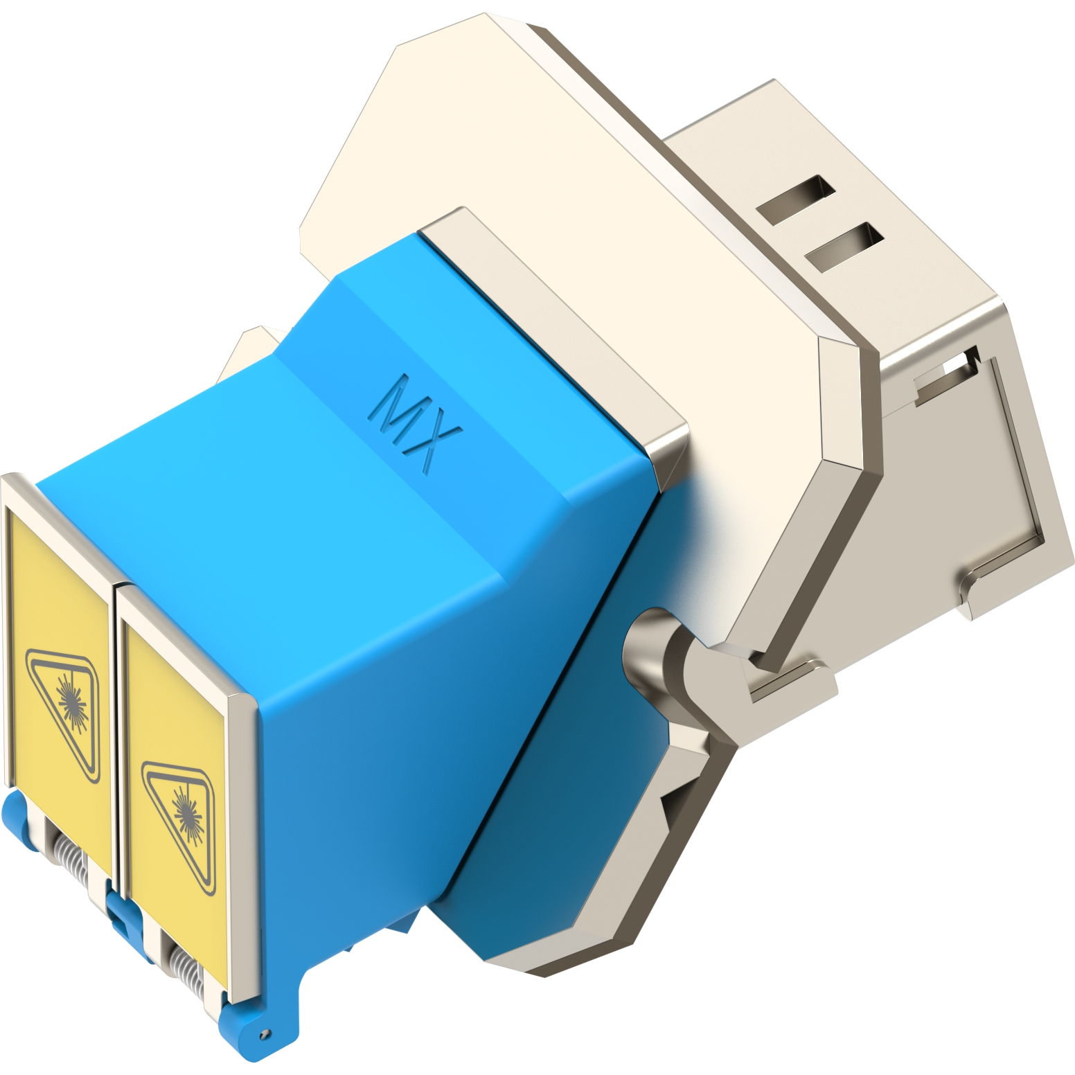 Molex-1061153100 光纤连接器 EMI LC Adapter, Angled, Duplex, Metal Body, Ceramic Alignment Sleeve, Screw Mount Style, Shutter One Side