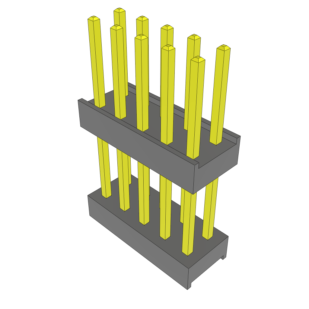 Samtec-ZW-05-10-L-D-500-055 Connector Headers and PCB Receptacles Conn Board Stacker HDR 10 POS 2.54mm Solder ST Top Entry Thru-Hole Bulk