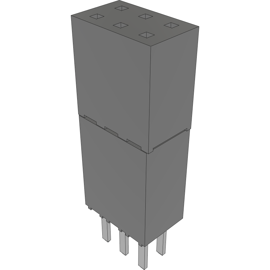 Samtec-ESW-103-44-L-D Embases de raccordement et réceptacles PCB Conn Elevated Socket SKT 6 POS 2.54mm Solder ST Top Entry Thru-Hole Bulk