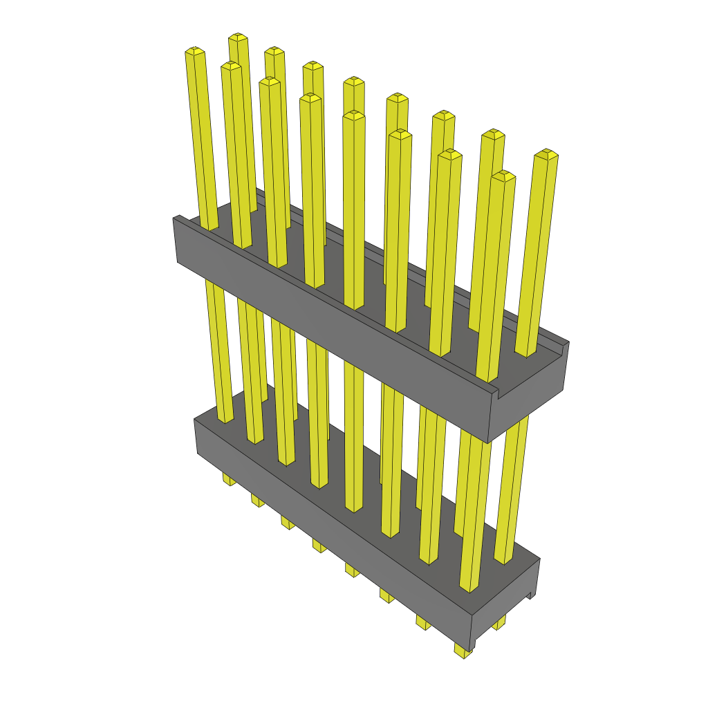 Samtec-ZW-08-12-G-D-600-090 Connector Headers and PCB Receptacles Conn Board Stacker HDR 16 POS 2.54mm Solder ST Thru-Hole Bulk
