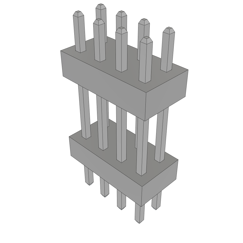 Samtec-TW-04-10-T-D-375-130 Cabezales del conector y receptáculos PCB Conn Board Stacker HDR 8 POS 2mm Solder ST Top Entry Thru-Hole Bulk