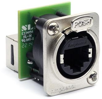 Amphenol-RJXS8FD5T Connector Telephone and Telecom Conn RJ-45 Adapter F/F 8/8 POS ST Panel Mount 1/1 Port Cat 5e Box