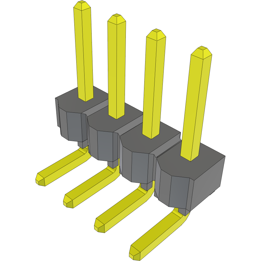 Samtec-TSW-104-08-T-S-RA 连接器插头及 PCB 插座 Conn Unshrouded Header HDR 4 POS 2.54mm Solder RA Side Entry Thru-Hole Bulk