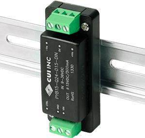 CUI Inc-PYB15-Q48-S15-DIN Convertidor de CC a CC y módulo del regulador de conmutación Module DC-DC 48VIN 1-OUT 15V 1A 15W 6-Pin