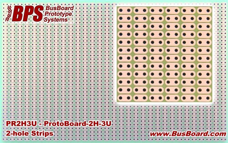 BusBoard Prototype Systems-PR2H3U null FR4 General Purpose PCB Board with 2 Hole Segment