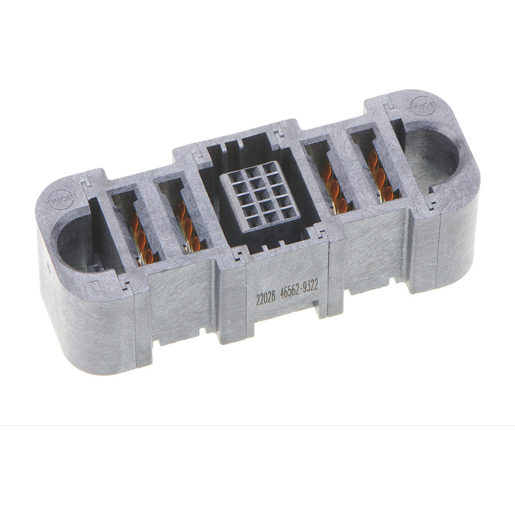 Molex-0465629322 Steckverbinderleisten und Leiterplattenbuchsen EXTreme Ten60Power Vertical Receptacle with Side Guides, 2 DC Power Circuits, 15 Signal Circuits, 2 DC Power Circuits, Press Fit Tail
