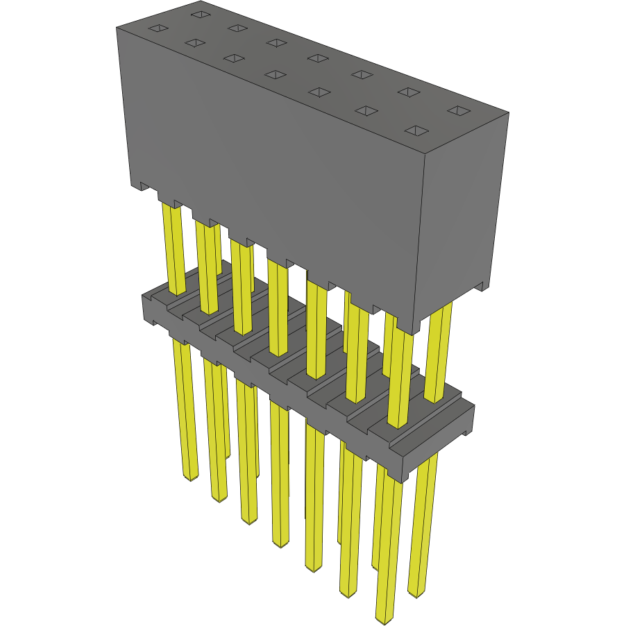 Samtec-ESQT-107-02-G-D-500 Steckverbinderleisten und Leiterplattenbuchsen Conn Elevated Socket SKT 14 POS 2mm Solder ST Top Entry Thru-Hole Layer