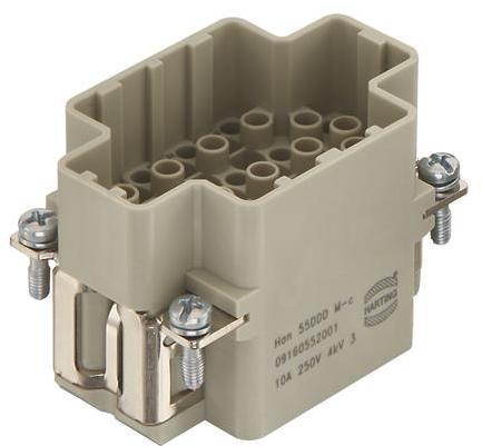 HARTING-09160552001 矩形连接器 Conn Rectangular M 55Signal/1Ground POS Crimp ST Panel Mount Han®
