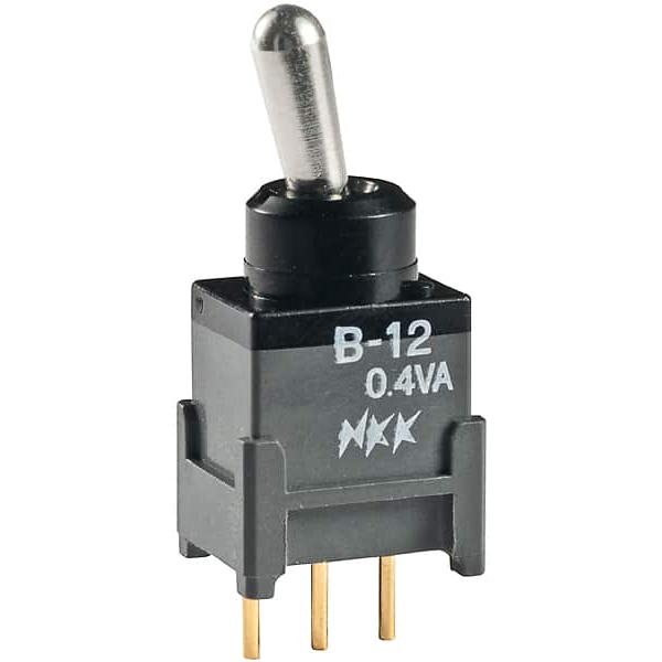 NKK Switches-B12JP Switch Toggle Switch Toggle ON None ON SPDT Bat Lever PC Pins 0.1A 28VAC 28VDC 0.4VA PC Mount