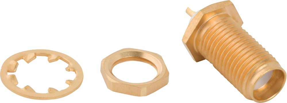 Amphenol RF-901-9211 Connector RF Conn SMA 0Hz to 18GHz 50Ohm Solder Cup ST Panel Mount RCP Gold Over Nickel
